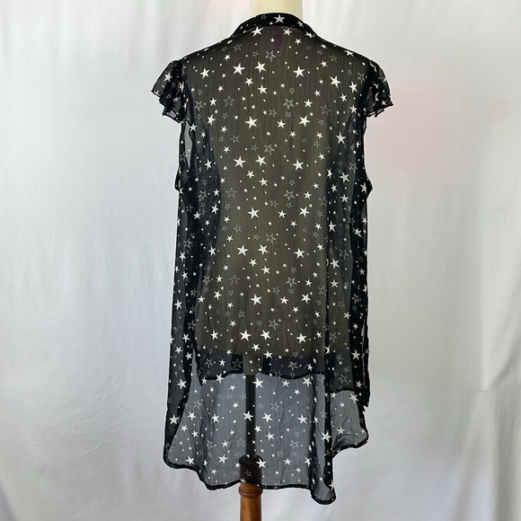 No Boundaries Black Sheer Top w/Stars, Cap Sleeves & Hi-Lo Hem- Size XXL (19) Jr - Picture 8 of 15